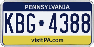 PA license plate KBG4388