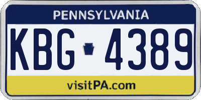 PA license plate KBG4389