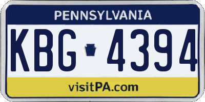 PA license plate KBG4394