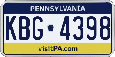PA license plate KBG4398