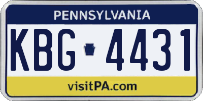 PA license plate KBG4431