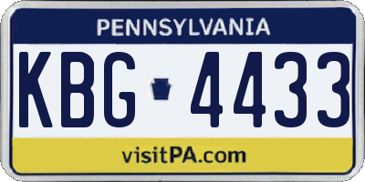 PA license plate KBG4433