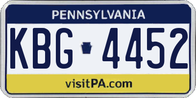 PA license plate KBG4452