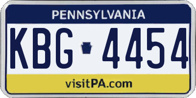 PA license plate KBG4454