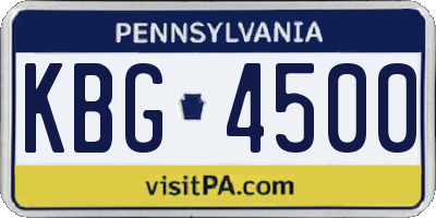 PA license plate KBG4500