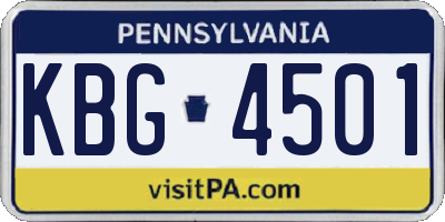 PA license plate KBG4501
