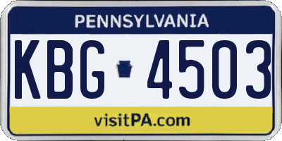 PA license plate KBG4503