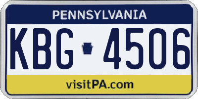 PA license plate KBG4506