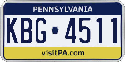 PA license plate KBG4511