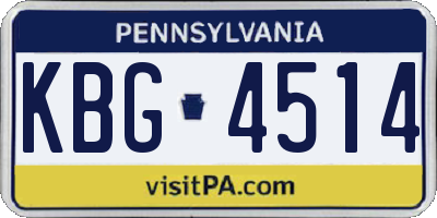 PA license plate KBG4514