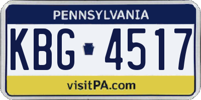PA license plate KBG4517