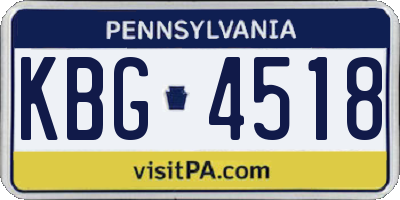 PA license plate KBG4518