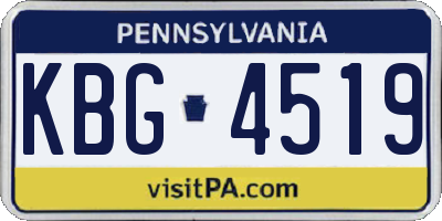 PA license plate KBG4519