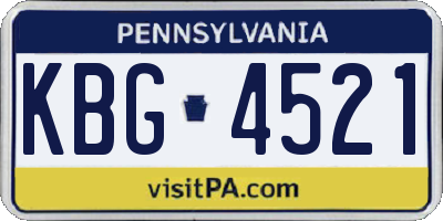 PA license plate KBG4521