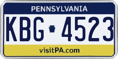 PA license plate KBG4523