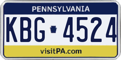 PA license plate KBG4524