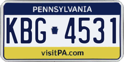 PA license plate KBG4531