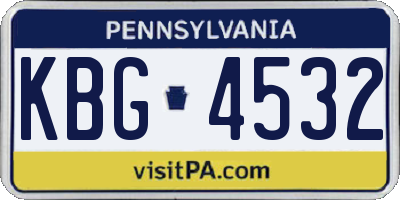 PA license plate KBG4532