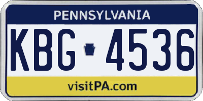 PA license plate KBG4536