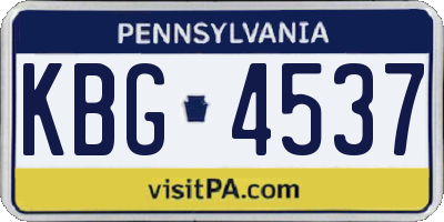 PA license plate KBG4537