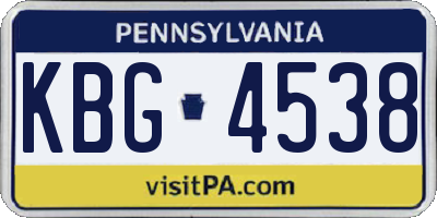 PA license plate KBG4538