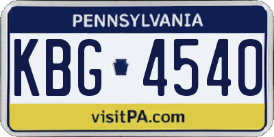 PA license plate KBG4540