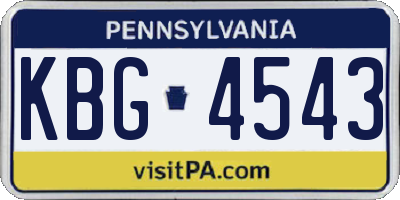 PA license plate KBG4543