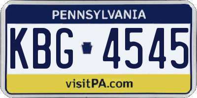 PA license plate KBG4545