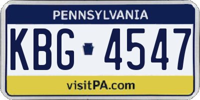 PA license plate KBG4547