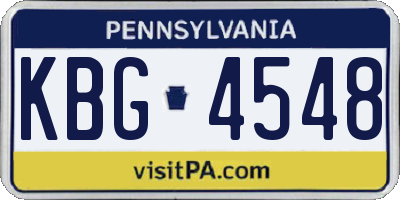 PA license plate KBG4548
