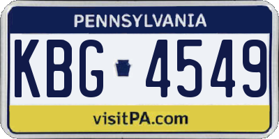 PA license plate KBG4549