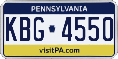 PA license plate KBG4550