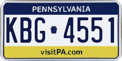 PA license plate KBG4551