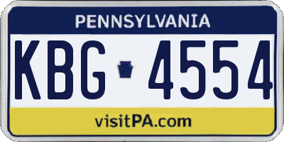 PA license plate KBG4554