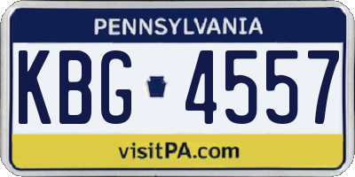 PA license plate KBG4557