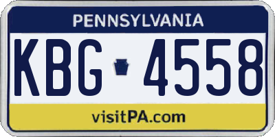 PA license plate KBG4558