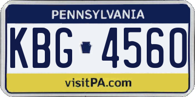 PA license plate KBG4560