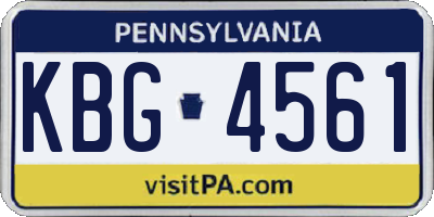 PA license plate KBG4561