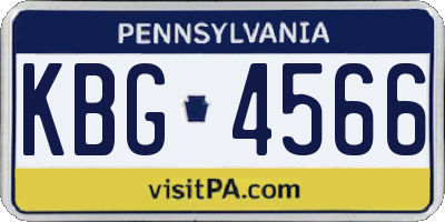 PA license plate KBG4566