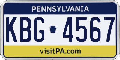 PA license plate KBG4567