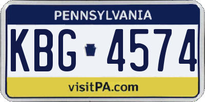PA license plate KBG4574
