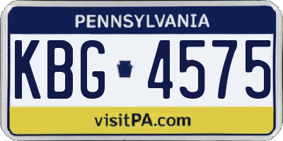 PA license plate KBG4575
