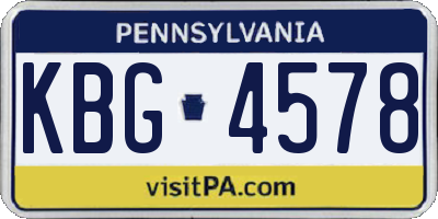 PA license plate KBG4578