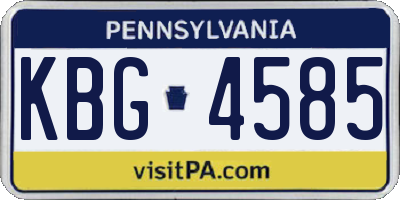 PA license plate KBG4585