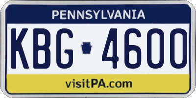 PA license plate KBG4600