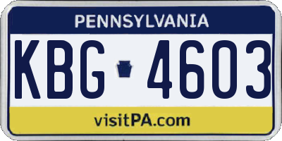 PA license plate KBG4603