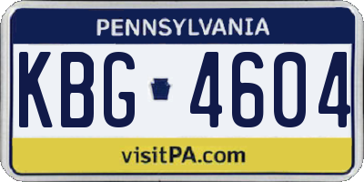 PA license plate KBG4604