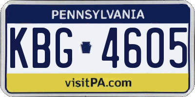 PA license plate KBG4605