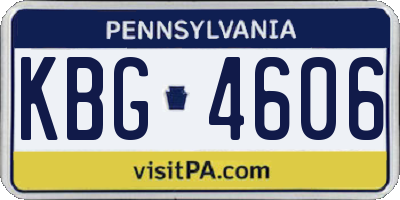 PA license plate KBG4606
