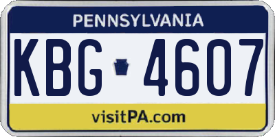 PA license plate KBG4607